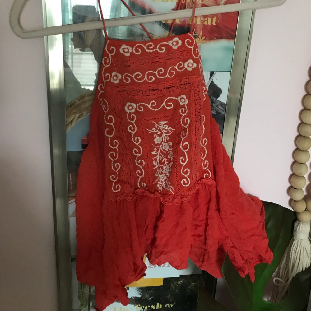 Free people embroidered crop top